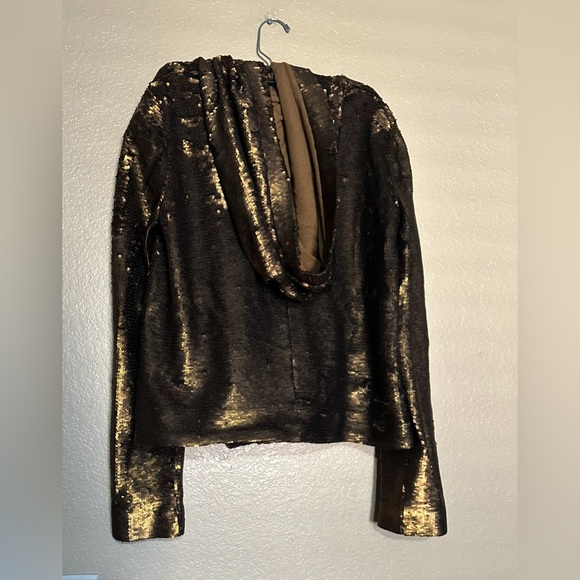 FREE PEOPLE BRONZE SEQUIN HOODIE JACKET - Picture 3 of 6